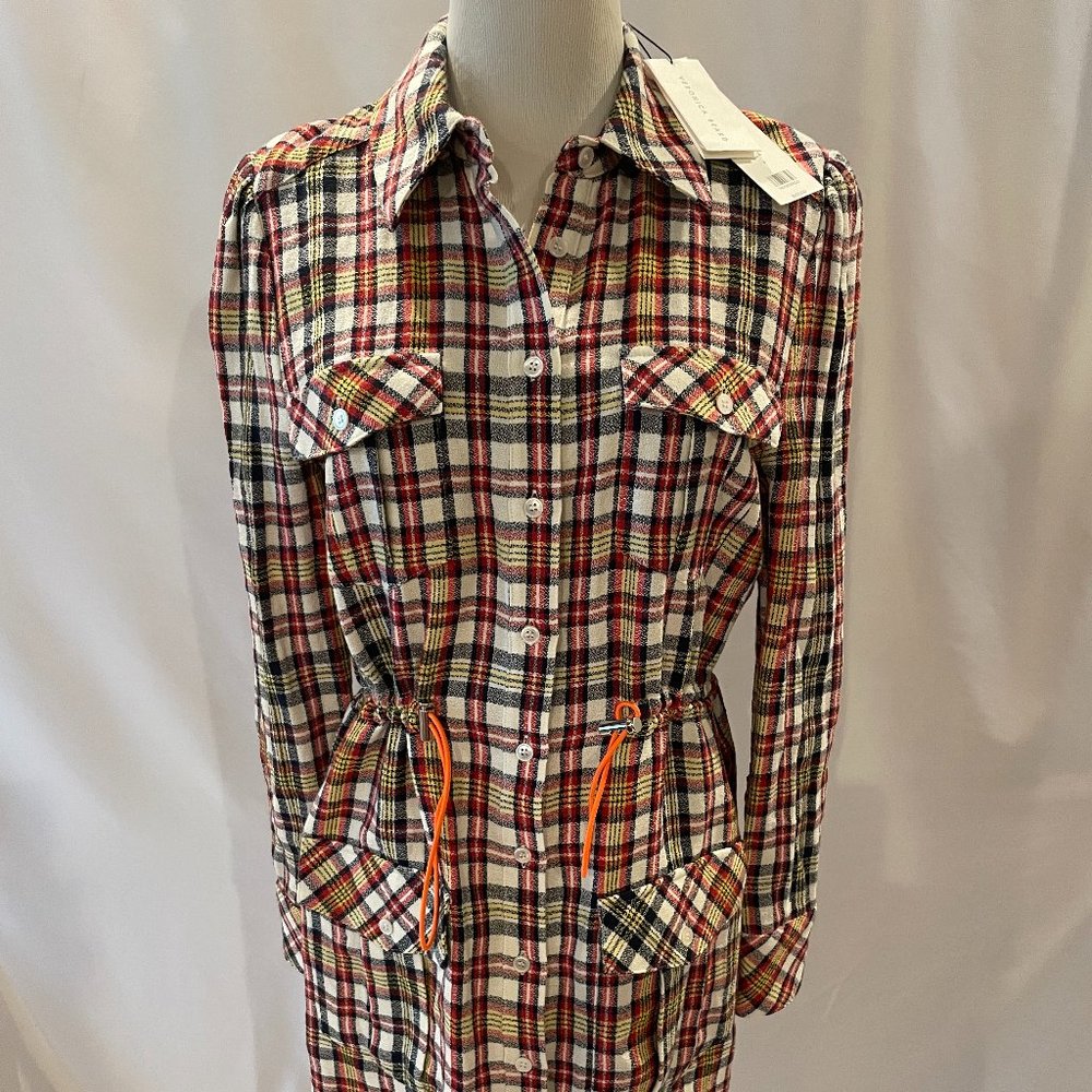 Veronica Beard Corinne Shirt Dress Cotton/Linen NWT Size 4 Small Red Multi $595